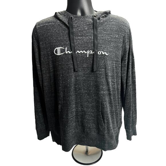 Champion Men’s XL Heathered Black Pullover Hoodie Sweatshirt Embroidered Logo - Picture 1 of 13